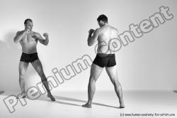 Underwear Martial art Man - Man White Moving poses Athletic Short Brown Dynamic poses Academic